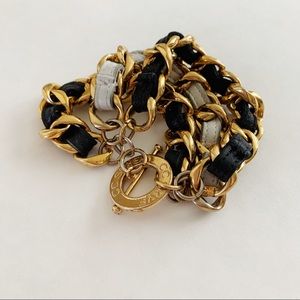 CC Skye Multi Wrap Woven Leather Chain Bracelet